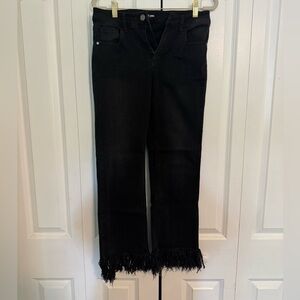 Black Label Black Ankle Cropped Jeans Frayed Hem